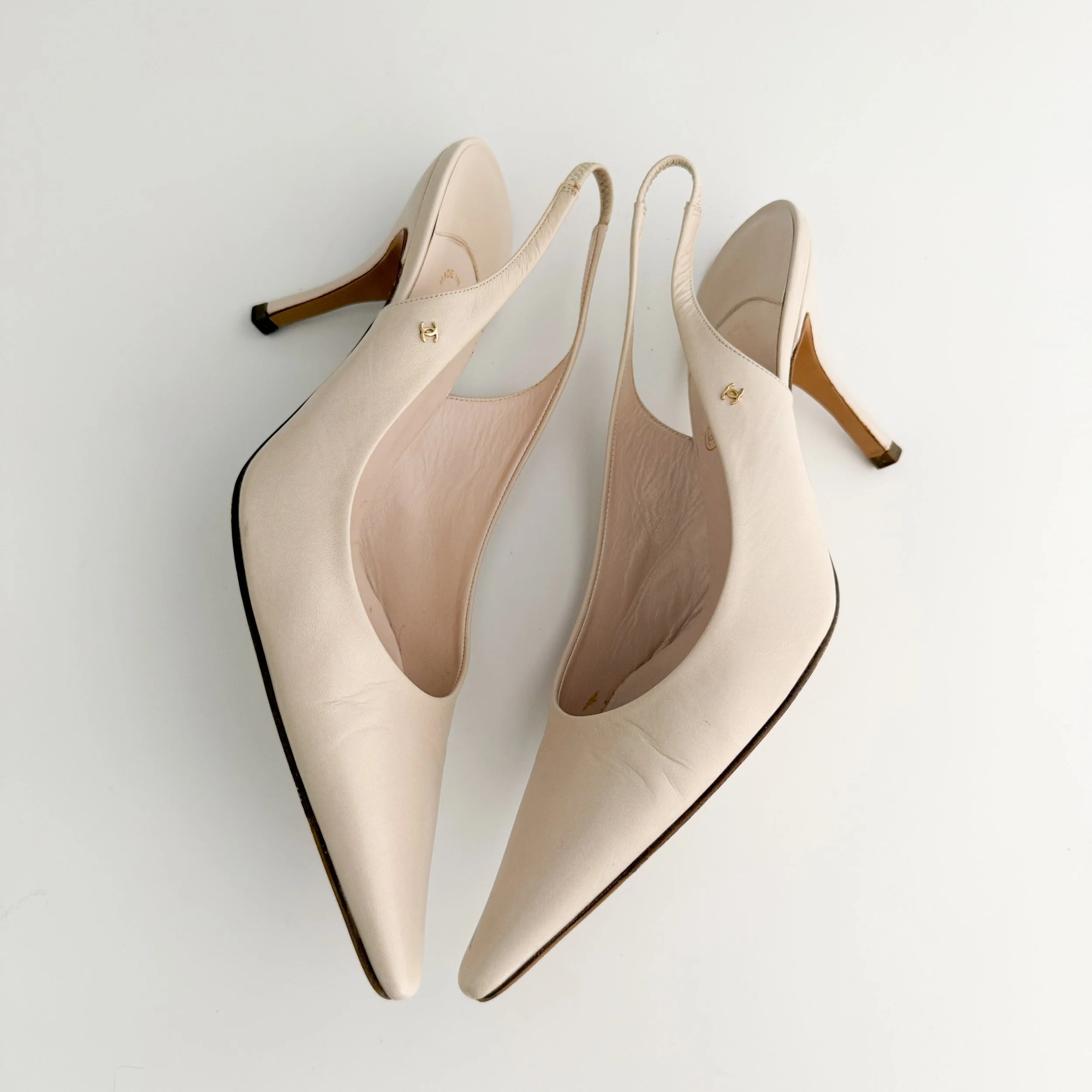RARE Christian Dior Vintage Coveted Sleek Beige Leather & Silk